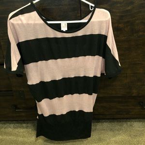 Black and pink striped blouse